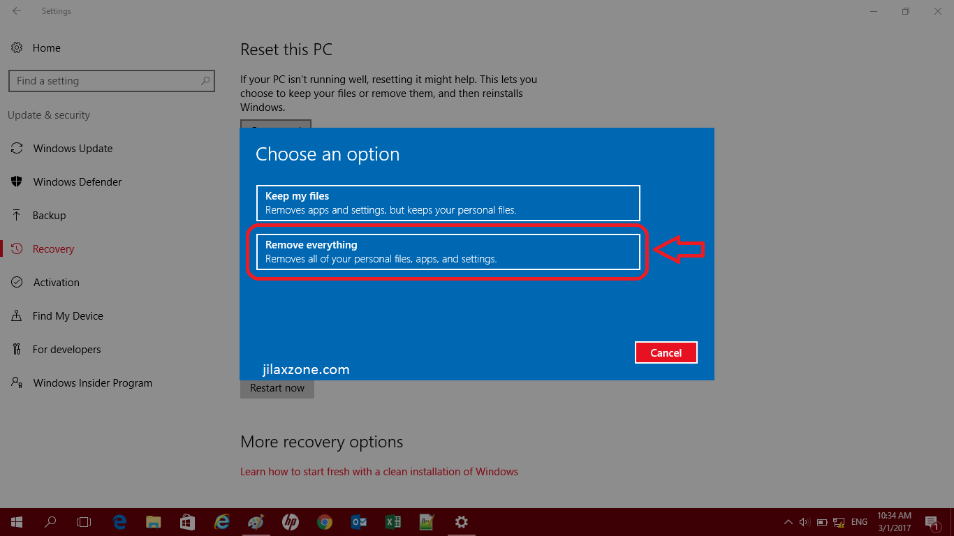 windows restore to factory