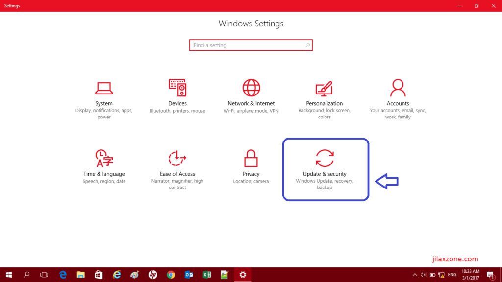 Reset Windows 10 jilaxzone.com Click Update and Security