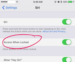 Use Siri To Get Info jilaxzone.com allow Siri access from lock screen