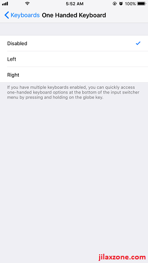 iOS 11 One Handed keyboard jilaxzone.com left right or disabled