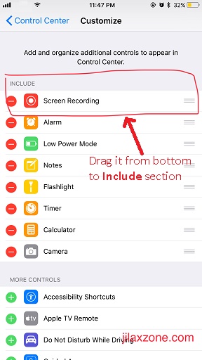 iOS 11 screen recording jilaxzone.com enable screen recording