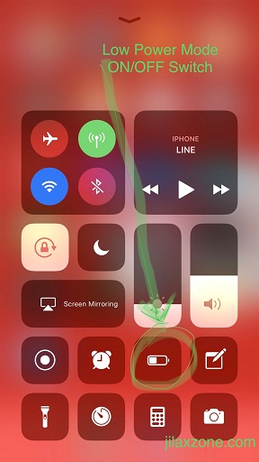 iOS 11 Low Power Mode jilaxzone.com Shortcut