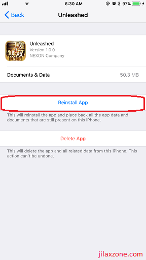 iOS 11 Offload jilaxzone.com reinstall offload app