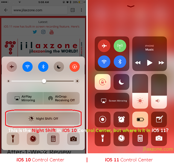 iOS 11 hidden Night Shift Mode jilaxzone.com