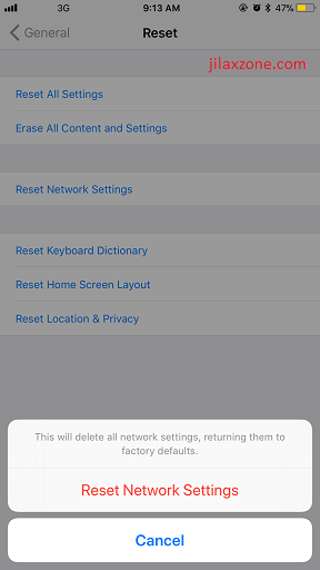 iOS 11 Cellular Data jilaxzone.com Reset Network Settings