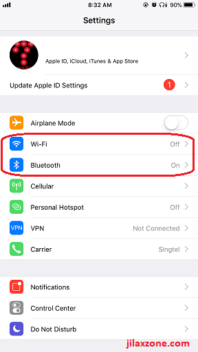 iOS 12 jilaxzone.com turning off Bluetooth and Wifi 