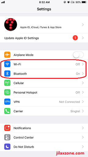 iOS 12 jilaxzone.com turning off Bluetooth and Wifi