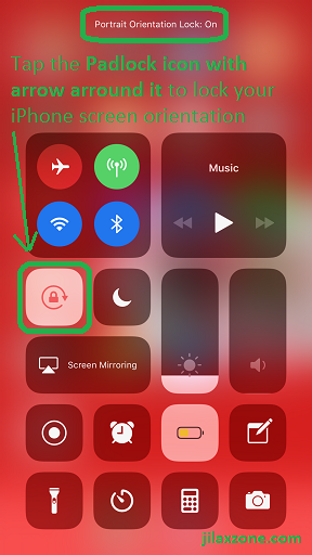 iPhone X screen orientation jilaxzone.com padlock icon on iOS 11