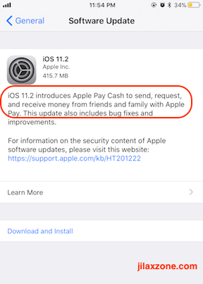 Apple Pay Cash jilaxzone.com iOS 11.2 enable Apple Pay Cash