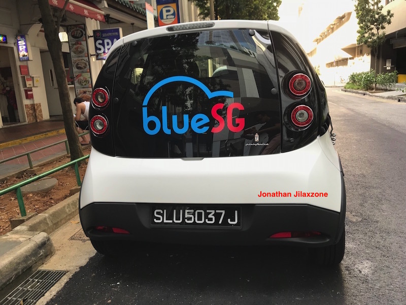 BlueSG Electric Car SG jilaxzone.com back look no exhaust pipe