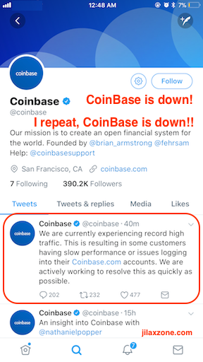 CoinBase is down jilaxzone.com #coinbaseisdown
