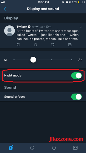 Twitter Night Mode jilaxzone.com Dark Mode