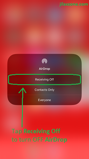iOS 12 AirDrop jilaxzone.com Receiving OFF Control Center