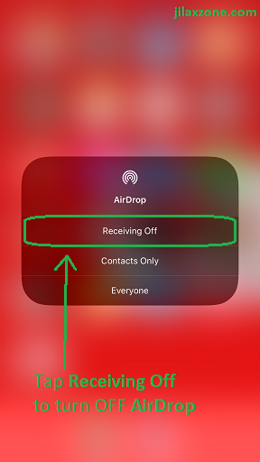 iOS 11 AirDrop jilaxzone.com Receiving OFF Control Center