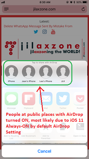 iOS 11 AirDrop jilaxzone.com vulnerable iPhone users