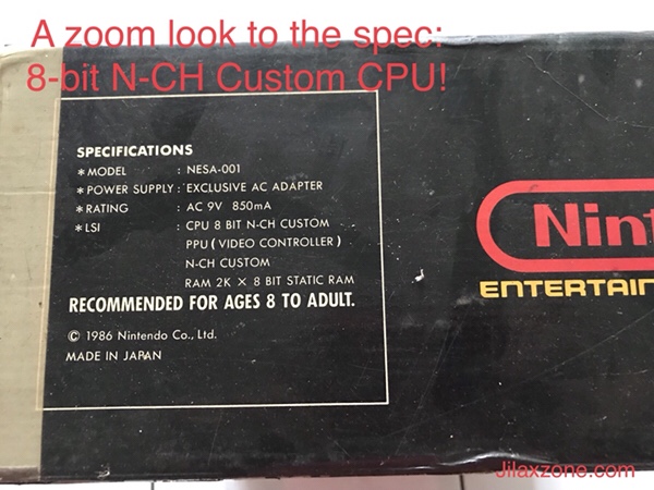 Nintendo NES Jilaxzone.com A zoom look to Nintendo box