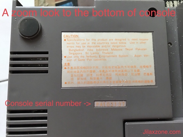 Nintendo NES Jilaxzone.com zoom look at Bottom console view