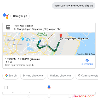 DIY Smart Speaker jilaxzone.com Google Assistant showing route to airport 2