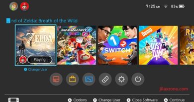 Nintendo Switch jilaxzone.com Main Menu Interface