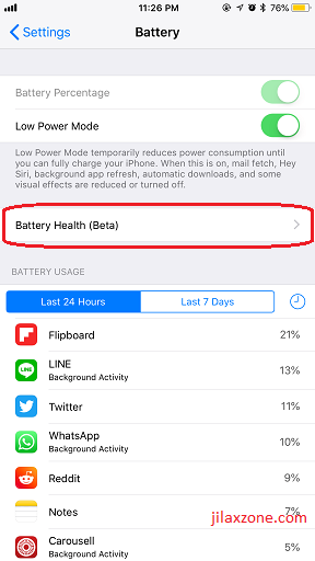 iOS 11.3 Battery Health jilaxzone.com Settings Battery Battery Health Beta