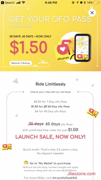 Ofo Bike Singapore Bike Sharing Promotion Jilaxzone.com