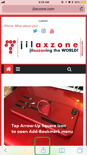 Bookmark on Safari jilaxzone.com Arrow Up Square Icon