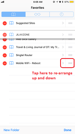 Bookmark on Safari jilaxzone.com Re-arrange bookmark up and down
