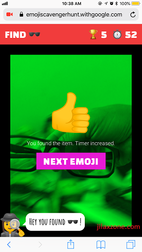 Google Emoji Scavenger Hunt Game jilaxzone.com Item found