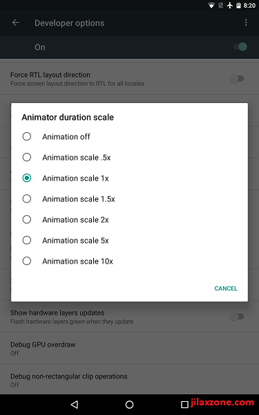 Android Speed Up Turn Animation Scale off
