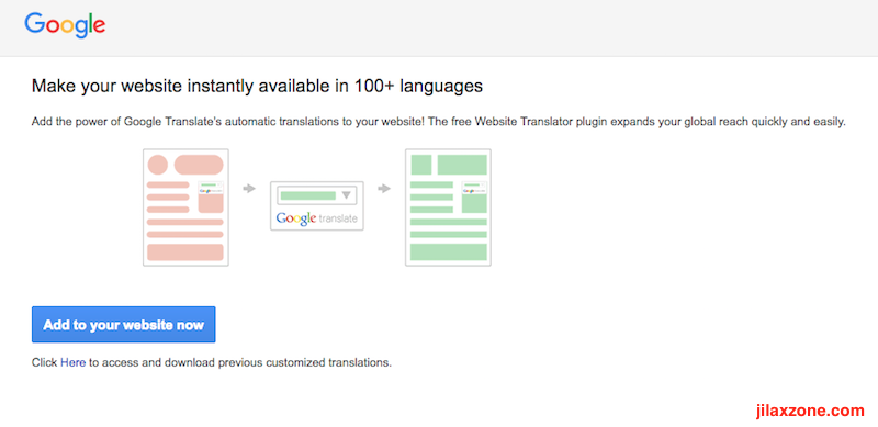 Enable website in different language jilaxzone.com Google Translate
