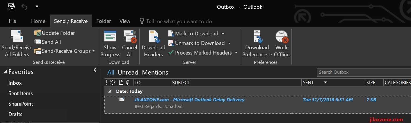 Microsoft Outlook Delay Delivery Outbox jilaxzone.com