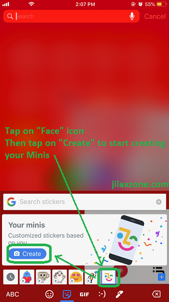 Google Gboard Minis jilaxzone.com face icon