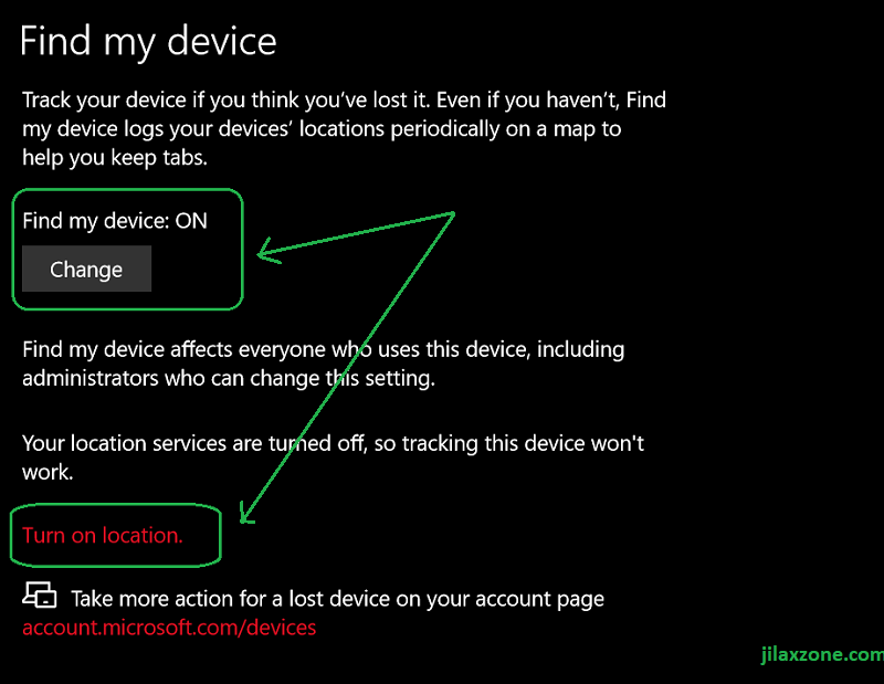 windows find my device turn on jilaxzone.com