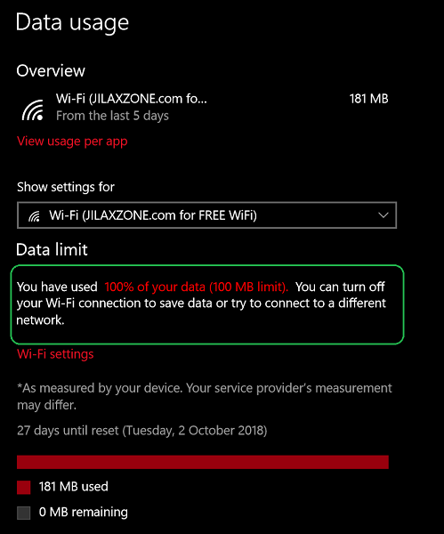 7. wifi metered connection - time to disconnect jilaxzone.com