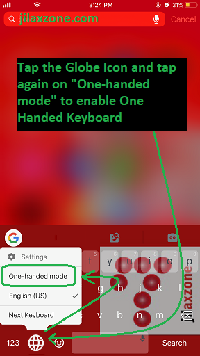 iOS 12 One Handed Keyboard mode on Custom Keyboard jilaxzone.com