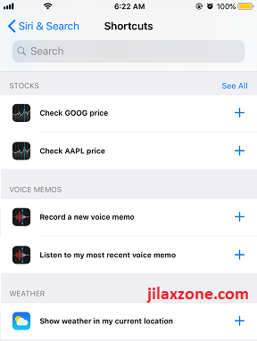 iOS 12 Siri Shortcuts check stock price jilaxzone.com