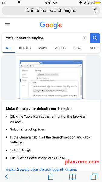 Change Default Search Engine iOS - Google