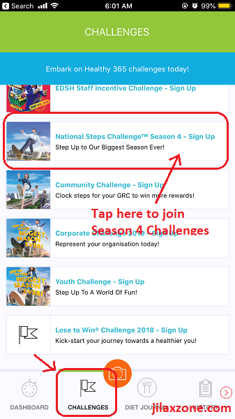 Singapore how to join National Steps Challenge Season 4 jilaxzone.com