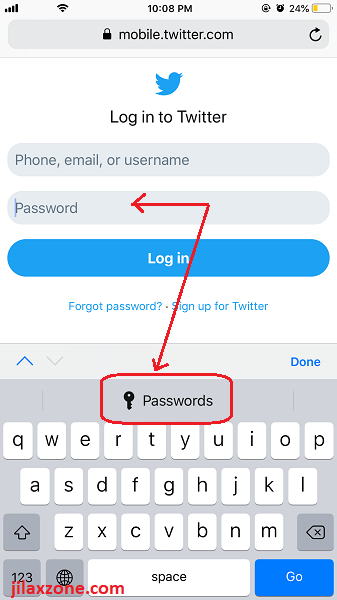 iCloud KeyChain stored Password for app jilaxzone.com