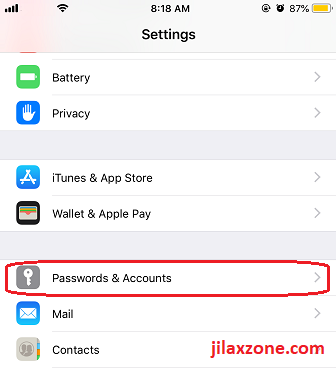 iCloud Keychain Settings Password and Accounts jilaxzone.com