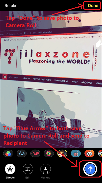 iOS 12 Comic Camera Filter jilaxzone.com save photo to camera roll