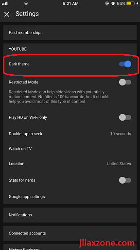 YouTube Dark Mode jilaxzone.com enable dark mode on iphone ios