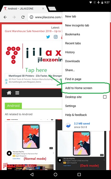 android browser tweak jilaxzone.com add to home screen