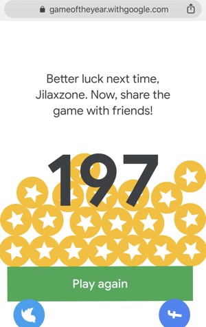 Google Game of the Year - my score first time playing it. Not bad! Jilaxzone.com