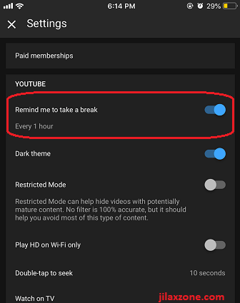 YouTube remind me to take a break jilaxzone.com