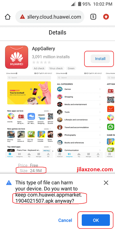 Huawei AppGallery download apk jilaxzone.com