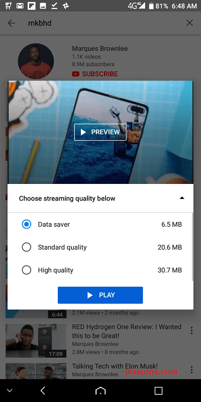 YouTube Go jilaxzone.com data saver MKBHD