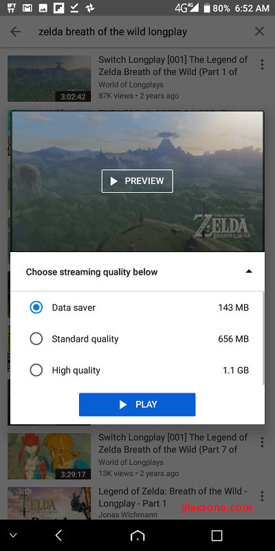 YouTube Go jilaxzone.com reduce data usage Zelda
