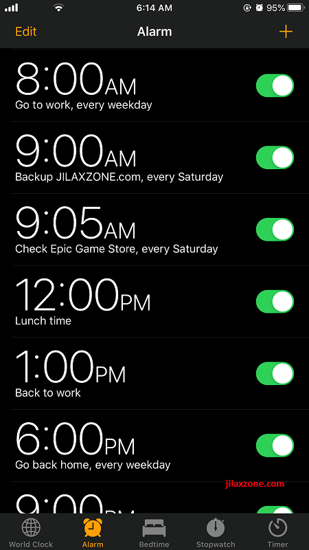 set alarm for everything jilaxzone.com